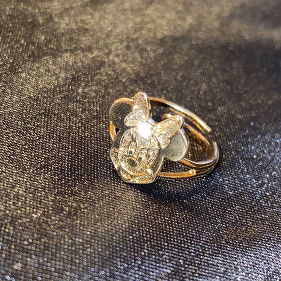 Vintage Y2K 2000 90s 22K Gold Plate Disney Minnie Mouse Gold Crystal Ring Size 6 - Picture 8 of 14